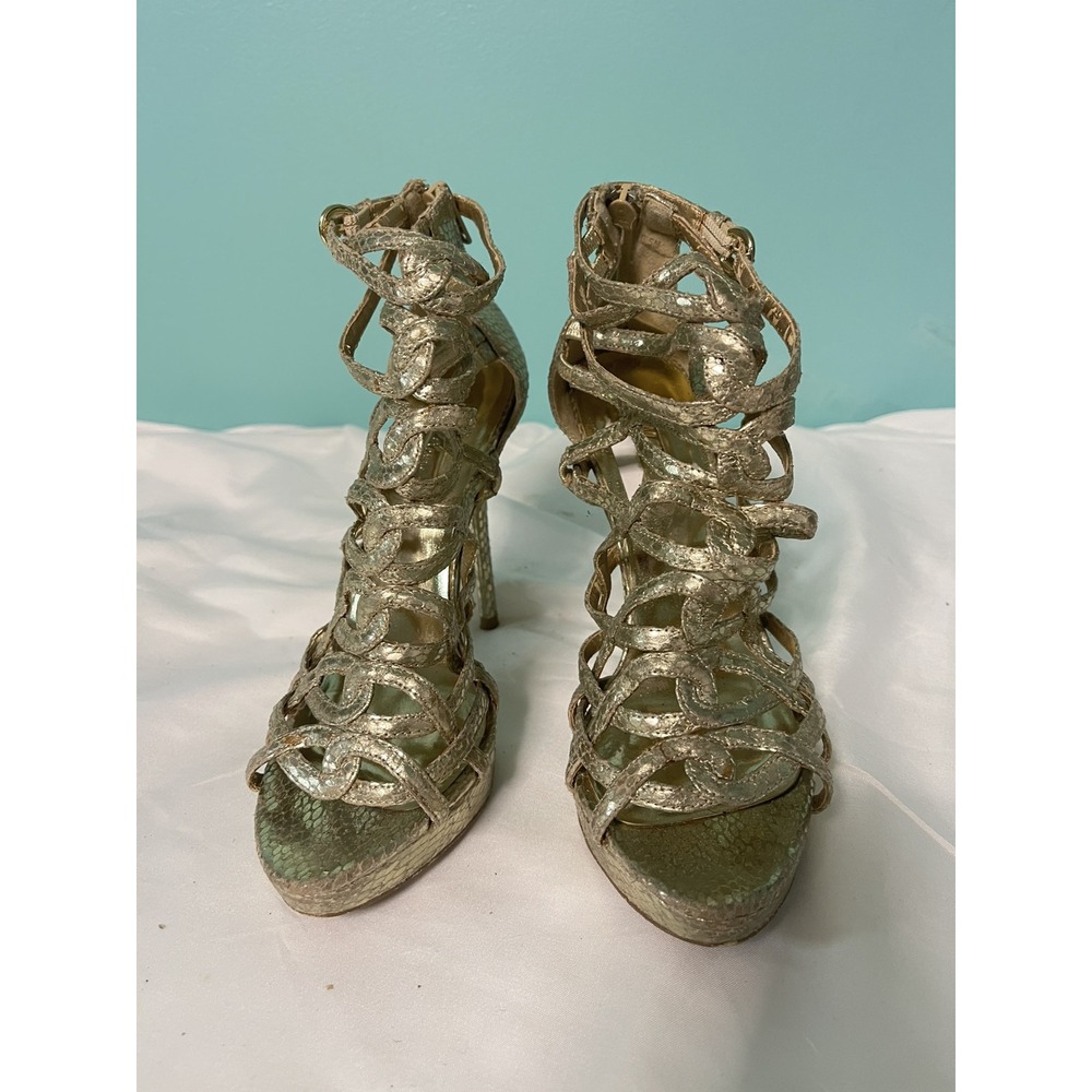 open toe gladiator style‎ strap high heel stilettos size 6.5. S-364